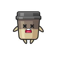 le personnage de mascotte de tasse de café mort vecteur