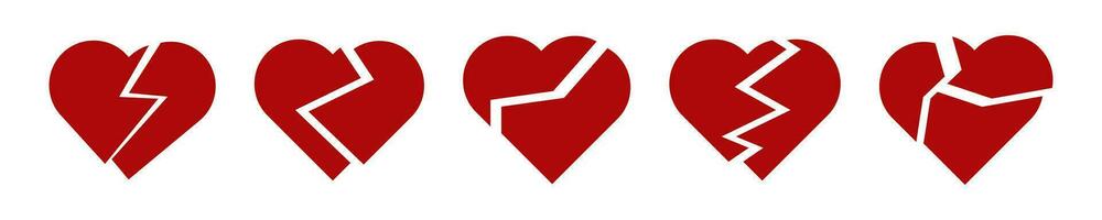 cassé cœur icône. cœur rouge forme vecteur