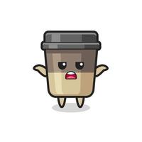 personnage de mascotte de tasse de café disant que je ne sais pas vecteur