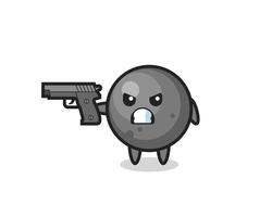 le personnage mignon de boulet de canon tire avec une arme à feu vecteur