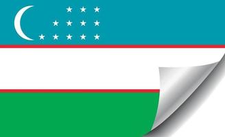 drapeau ouzbekistan avec coin recourbé vecteur