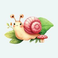 ai généré mignonne escargots aquarelle png sublimation vecteur