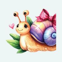 ai généré mignonne escargots aquarelle png sublimation vecteur