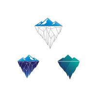 montagne icône logo iceberg et collines de conception vecteur