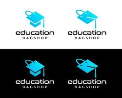 académique chapeau Université éducation magasin de sacs en ligne commerce électronique logo conception. vecteur