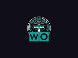 médical wo logo art, initiale wo ow clinique logo lettre conception vecteur