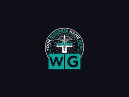 médical wg logo art, initiale wg gw clinique logo lettre conception vecteur