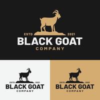 modèle de conception de logo vintage chèvre noir mouton silhouette. vecteur