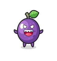 illustration du personnage de mascotte de fruit de la passion maléfique vecteur