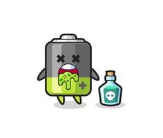 illustration d'un personnage de batterie vomissant à cause d'un empoisonnement vecteur