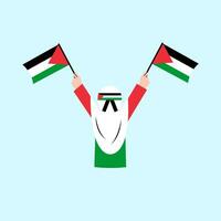 hijab femme en portant Palestine drapeau illustration vecteur