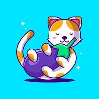 Illustrations vectorielles de dessin animé mignon chat tenant des aubergines vecteur