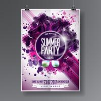 Vector Summer Beach Party Flyer Design avec des éléments typographiques