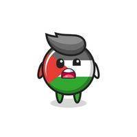 le visage choqué de la mascotte mignonne d'insigne de drapeau palestinien vecteur