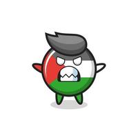 expression courroucée du personnage mascotte de l'insigne du drapeau palestinien vecteur