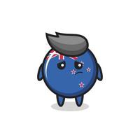 le geste paresseux du personnage de dessin animé d'insigne de drapeau de la nouvelle-zélande vecteur