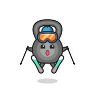 personnage mascotte de kettleball en tant que joueur de ski vecteur