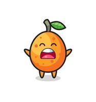 jolie mascotte de kumquat avec une expression de bâillement vecteur