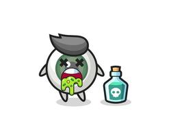 illustration d'un personnage de globe oculaire vomissant à cause d'un empoisonnement vecteur