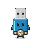 la mascotte usb du lecteur flash mma fighter avec une ceinture vecteur