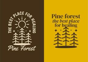 pin forêt, le meilleur endroit pour guérison. ligne art illustration conception de pin des arbres vecteur