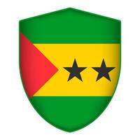 sao tome et principe drapeau dans bouclier forme. vecteur illustration.