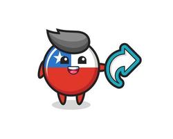 badge drapeau chili mignon tenir symbole de partage de médias sociaux vecteur