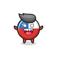 Illustration du personnage de mascotte d'insigne de drapeau chili maléfique vecteur