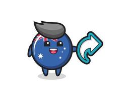 insigne de drapeau australien mignon tenir symbole de partage de médias sociaux vecteur