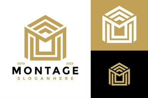 lettre m maison montage logo conception vecteur symbole icône illustration