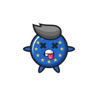 personnage de l'insigne du drapeau européen mignon avec pose morte vecteur