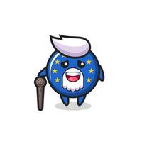 Le grand-père mignon d'insigne de drapeau de l'Europe tient un bâton vecteur