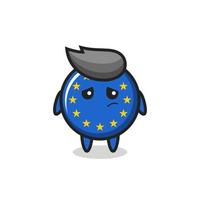 le geste paresseux du personnage de dessin animé d'insigne de drapeau de l'europe vecteur