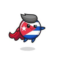 Le personnage mignon de super-héros d'insigne de drapeau de cuba vole vecteur