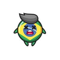 le personnage de mascotte d'insigne de drapeau du brésil mort vecteur