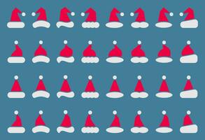 Père Noël ou Noël chapeau icône ensemble. Facile vecteur pour Noël vacances ornement dessins tel comme salutation cartes, bannières, dépliants, social médias.
