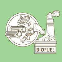 aller vert La technologie biocarburant industrie éco amical dessin animé numérique timbre contour vecteur