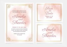 Invitation de mariage aquarelle de vecteur rose