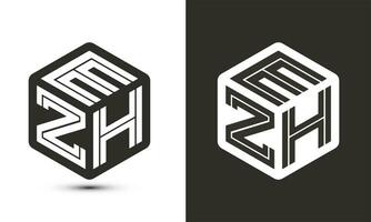 ezh lettre logo conception avec illustrateur cube logo, vecteur logo moderne alphabet Police de caractère chevauchement style.