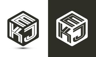 ekj lettre logo conception avec illustrateur cube logo, vecteur logo moderne alphabet Police de caractère chevauchement style.