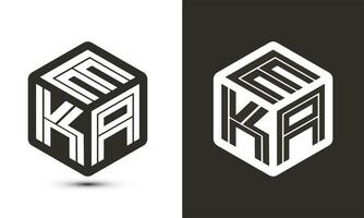 eka lettre logo conception avec illustrateur cube logo, vecteur logo moderne alphabet Police de caractère chevauchement style.