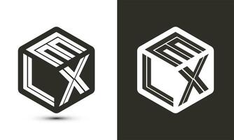 elx lettre logo conception avec illustrateur cube logo, vecteur logo moderne alphabet Police de caractère chevauchement style.