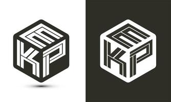 ekp lettre logo conception avec illustrateur cube logo, vecteur logo moderne alphabet Police de caractère chevauchement style.