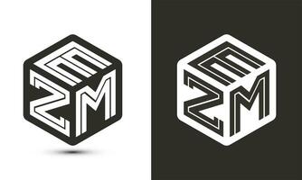 ezm lettre logo conception avec illustrateur cube logo, vecteur logo moderne alphabet Police de caractère chevauchement style.