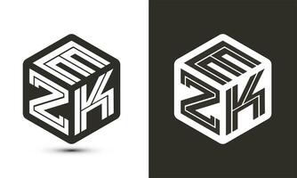 ezk lettre logo conception avec illustrateur cube logo, vecteur logo moderne alphabet Police de caractère chevauchement style.