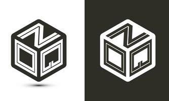noq lettre logo conception avec illustrateur cube logo, vecteur logo moderne alphabet Police de caractère chevauchement style.