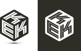 kek lettre logo conception avec illustrateur cube logo, vecteur logo moderne alphabet Police de caractère chevauchement style.