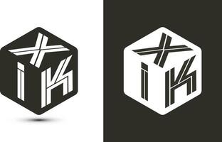 xik lettre logo conception avec illustrateur cube logo, vecteur logo moderne alphabet Police de caractère chevauchement style.