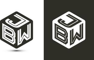 jbw lettre logo conception avec illustrateur cube logo, vecteur logo moderne alphabet Police de caractère chevauchement style.