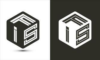 fis lettre logo conception avec illustrateur cube logo, vecteur logo moderne alphabet Police de caractère chevauchement style.